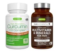 Multivitamin & Minerals for Men + High Absorption Curcumin C3 Complex, Vegan Bundle, Sustained Release Advanced Multivitamin + 300% Greater Absorption Curcuminoids with Rapid Uptake, by Igennus
