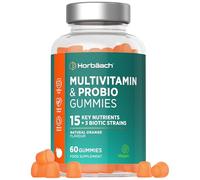 Multivitamin ProBio Gummies for Women and Men | 60 Count | Orange Flavour | 15 Essential Nutrients with 3 Biotic Strains for Daily Support | 5 Billion CFU | Vegan Supplement | by Horbaach