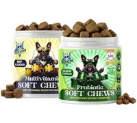 Multivitamin & Probiotic Soft Chews for Dogs Bundle - Beef & Salmon Flavour - Joint, Skin, Coat & Gut Health Support with Glucosamine, Omega 3, Vitamins & Digestive Enzymes - Small Medium Large Dogs