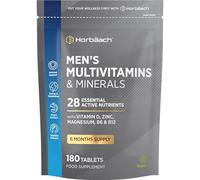 Multivitamin Tablets for Men | 180 Count | 28 Essential Nutrients | with Zinc, Magnesium, Vitamin D3, B12 and More! | Vegan Supplement | by Horbaach