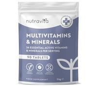 Multivitamin Tablets for Men & Women - 26 Essential Vitamins & Minerals, Vitamin C, D, Iron, Zinc - 3 Month Supply, Vegan Multi Vitamin - High Strength Daily Multivitamins - Made in The UK - Nutravita