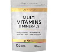 Multivitamin Tablets for Women and Men | 120 Count | 28 Essential Nutrients Including Vitamins C, D, B6, B12, Calcium, Zinc and Iron | A-Z Vitamins & Minerals | Vegan Supplement | by Carlyle