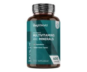 Multivitamins - 400 Vegan Tablets - 27 Vitamins and Minerals in One Tablet - 100% Natural Supplement