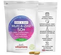 Multivitamins A-Zinc 50+ | 90 Vegan Tablets | Advanced Formula with 34 Nutrients | Supports Energy, Heart, Brain & Immune Health | with BioPerine® for Enhanced Absorption | UK Made | Just Vitamins