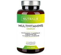 MULTIVITAMINS and Minerals - Multivitamin A-Z 29 Active Ingredients - Complete Vitamin Complex - Women Men - Vitamins A B C D E K, L-cysteine, Q10 and 9 Minerals - 60 Vegan Capsules Nutralie