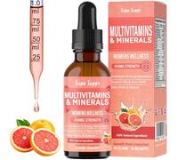 Multivitamins & Minerals for Women 30 Plus - Daily Vitamins A C D E K B Complex, Iron & Zinc - Smooth Pink Grapefruit Flavour - Liquid Multivitamin for Women - Alternative to Tablets & Gummies - 60ml