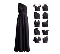 Multiway Bridesmaid Dresses, Infinity Wrap Dress, Maxi Long, Plus Size, Elegant Formal Wedding Guest Dress for Evening Prom Ball, Special Occasion B-Black