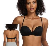 Multiway Convertible Bras Low Back Bra for Backless Dress Underwired Push Up Balconette Bra for Women, Black, 34A