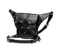 Multiway Waist Bag, Medieval Steampunk Shoulder Satchel for Cosplay, Gothic Crossbody for Daily Use, Black Freeing Hands