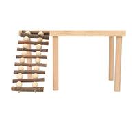 Multizenic Hamster Climbing Platform 2 Layer, Wooden Hamster Playing Activity Platform with Ladder, Natural Wood Small Pet Playground for Hamsters, Golden Hamsters, Sugar Gliders, Rotatable A