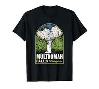 Multnomah Falls Oregon Vintage Waterfall Travel Badge Value Graphic T-Shirt