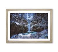 Multnomah Falls Waterfall Vol.2 Painting Framed Print | A2 Oak Framed Wall Art | Ready to Hang | Modern Landscape Picture | Living Room Bedroom Lounge Office