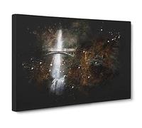 Multnomah Falls Waterfall Vol.3 Paint Splash Canvas Print | Gallery Wrapped 30mm Frame Wall Art | 30x20 inches | Ready to Hang | Modern Landscape Picture | Living Room Bedroom Lounge Office
