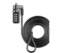 Multplx Combination Laptop Lock | Standard Size T-Bar Locking Mechanism | 1.7m Hard Cut Resistant Steel Cable | 4 Digit Combination Lock | Kensington Lock Alternative | Strong Security Lock