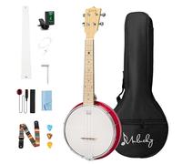 Mulucky 4 String Banjolele, Banjo Ukulele Concert Size 23 inch (Pink)