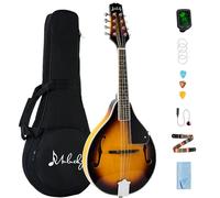 Mulucky A Style Mandolins Instrument, 8 String Acoustic Mandolin with Beginner Kit for Adults Kids, Case, Tuner, String, Picks - Sunburst