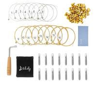 Mulucky Set of 16 Strings Replacement Metal String Tuning Pins with an L-shape Tuning Wrench for Lyre Harp, Zithers, Harpsichord, and other Primitive Stringed Instruments
