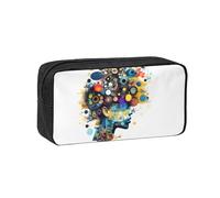 Muluhuo Artificial Intelligence Brain Print Large-Capacity Pen Case Stationery Organizer Pouch for Office Travel Daily Wear