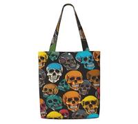 MULUHUO Colorful Sugar Skulls Print Canvas Shoulder Bag Large Capacity Tote Travel Beach Picnic Holiday Everyday Use