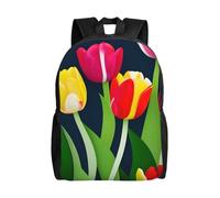 Muluhuo Colorful Tulips Pattern Print Stylish Waterproof Backpack Travel Work Outdoor Adventures Weekend Hiking Commuting