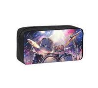 MULUHUO Cool Drum Set Print Large-Capacity Pen Case Stationery Organizer Pouch for Office Travel Daily Wear