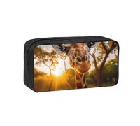 MULUHUO Cute Giraffe Print Large-Capacity Pen Case Stationery Organizer Pouch for Office Travel Daily Wear