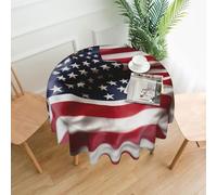 MULUHUO Firefighter American Flag Print Round Tablecloth Waterproof Reusable Indoor Outdoor Use for Picnics Parties Weddings