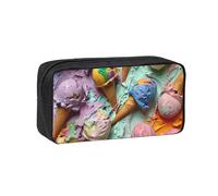 Muluhuo Many Colored ice Cream Print Large-Capacity Pen Case Stationery Organizer Pouch for Office Travel Daily Wear