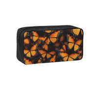 Muluhuo Orange Monarch Butterflies Print Large-Capacity Pen Case Stationery Organizer Pouch for Office Travel Daily Wear