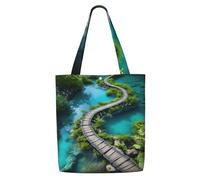 MULUHUO Plitvice Lakes National Park Print Canvas Shoulder Bag Large Capacity Tote Travel Beach Picnic Holiday Everyday Use