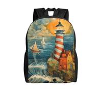 Muluhuo The Seaside Lighthouse Print Stylish Waterproof Backpack Travel Work Outdoor Adventures Weekend Hiking Commuting