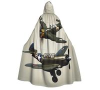 MULUHUO World War 2 Aircraft Airplane02 Print Comfortable 190cm Hooded Carnival Themed Cloak For Cosplay Event Outdoor Celebration