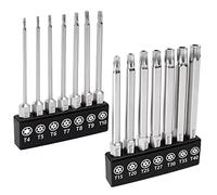 MulWark 14PC Magnetic Security Torx Bit Set 3" Long Tamper Proof Star Screwdriver Bit Set 1/4" Hex Shank S2 Steel T4 - T40 Impact Driver Bits