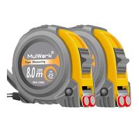MulWark 2-Pack 8m/26ft Tape Measure - Dual Imperial/Metric Scale, Magnetic Hook & Shockproof Case for Construction, Carpentry, Woodworking