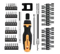 MulWark 63PC Magnetic Ratcheting Screwdriver Bit Set - Multibit Screw Driver with Screwdriver Bits Slotted, Torx, Hex, Pozi, Philips, Square; Nut Driver Set for SAE and Metric