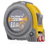 MulWark 8m/26ft Measuring Tape Measure | Metric & Imperial Dual Scale | Magnetic Hook & Wide Blade | Both-Side Metal Blade | Shockproof Case | for Construction, Carpentry & DIY