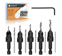 MulWark Countersink Drill Bit Set, 11 PCS Counter Sink Drill Bits Adjustable, #5, #6, #8, #10, #12, HSS Woodworking Drill Bit Set with 3/8" Quick-Change Shank and Storage Box