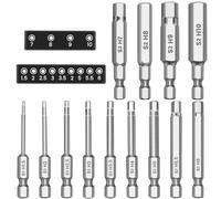 MulWark Hex Head Allen Wrench Drill Bit Set 13pcs Precision Metric S2 Steel - Magnetic Bits with Corrosion Resistance 1/4" Allen Key Bit Set