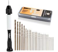 Mulwark Precision Pin Vise Hand Drill Set 25 Pcs - Premium Stocking Stuffers - Manual Small Drill Set with HSS Micro Twist Bits for Jewelry, Wood, Plastic, and More - Mini Hand Drill for Crafts