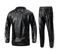 MulYeeh Sauna Suit Sweat Suit Gym Fitness Workout Anti-Rip Lightweight Upgrade Materials Plus Size Suit for Men Women, Black, Medium