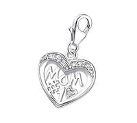 MUM #1 / NO.1 MUM Sterling Silver Clip On Charm Pendant with Lobster Clasp for Women - Compatible with Thomas Sabo Charms Bracelet - Women's Clasp Charms