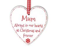 Mum Always in our hearts at Christmas and Forever Memory Plaque Heart Christmas Bauble Memorial Xmas Tree Decoration