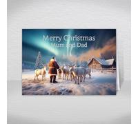 Mum and Dad Christmas Card, A5 Size Special Christmas Card for Mum and Dad, Parents, Mother, Mom, Father, Christmas Greeting Cards with a Beautiful Verse Inside: Santa with Reindeer Christmas Card