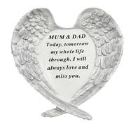 Mum and Dad Guardian Angel Heart Wings Graveside Memorial Plaque Ornament