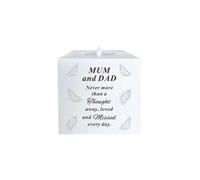 Mum and Dad - Memorial Flickering Candle Holder with Feather Design David Fischhoff