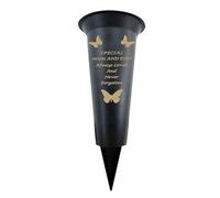 Mum And Dad - Plastic Spike Memorial Grave Vase With Butterfly Decoration