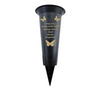 Mum And Dad - Plastic Spike Memorial Grave Vase With Butterfly Decoration