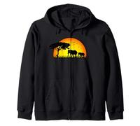 Mum and Daughter Elephant in Sunset, Savannah Africa Zip Hoodie