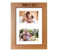 Mum and Us Photo Engraved Wooden Double Picture Frame 6x4 Inch Landscape