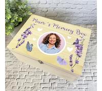 Mum Any Relation Memorial Purple Lavender Photo Personalised Wooden Keepsake Box - Custom Wood Memory Keepsake Storage Gift Box - Memorial Wooden Memory Boxes - Quality Keepsake Wood Box With Lid